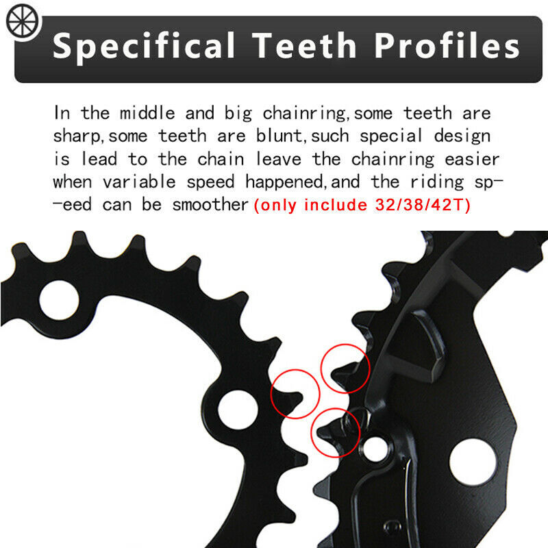 Bike Chainring 22/24/26/32/38/42/44T Single/Double/Triple Speed 104/64bcd Round