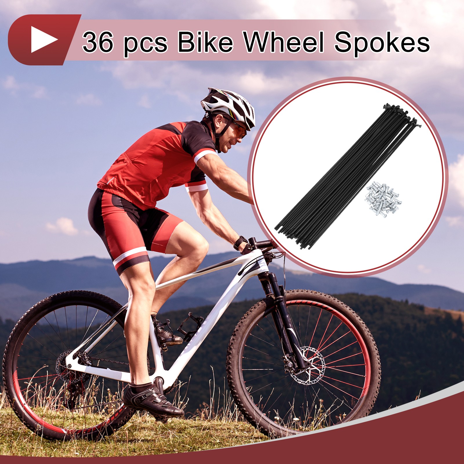 36 Set 12G Bicycle Spokes 245mm Bike Wheel Spokes 45 Steel Black