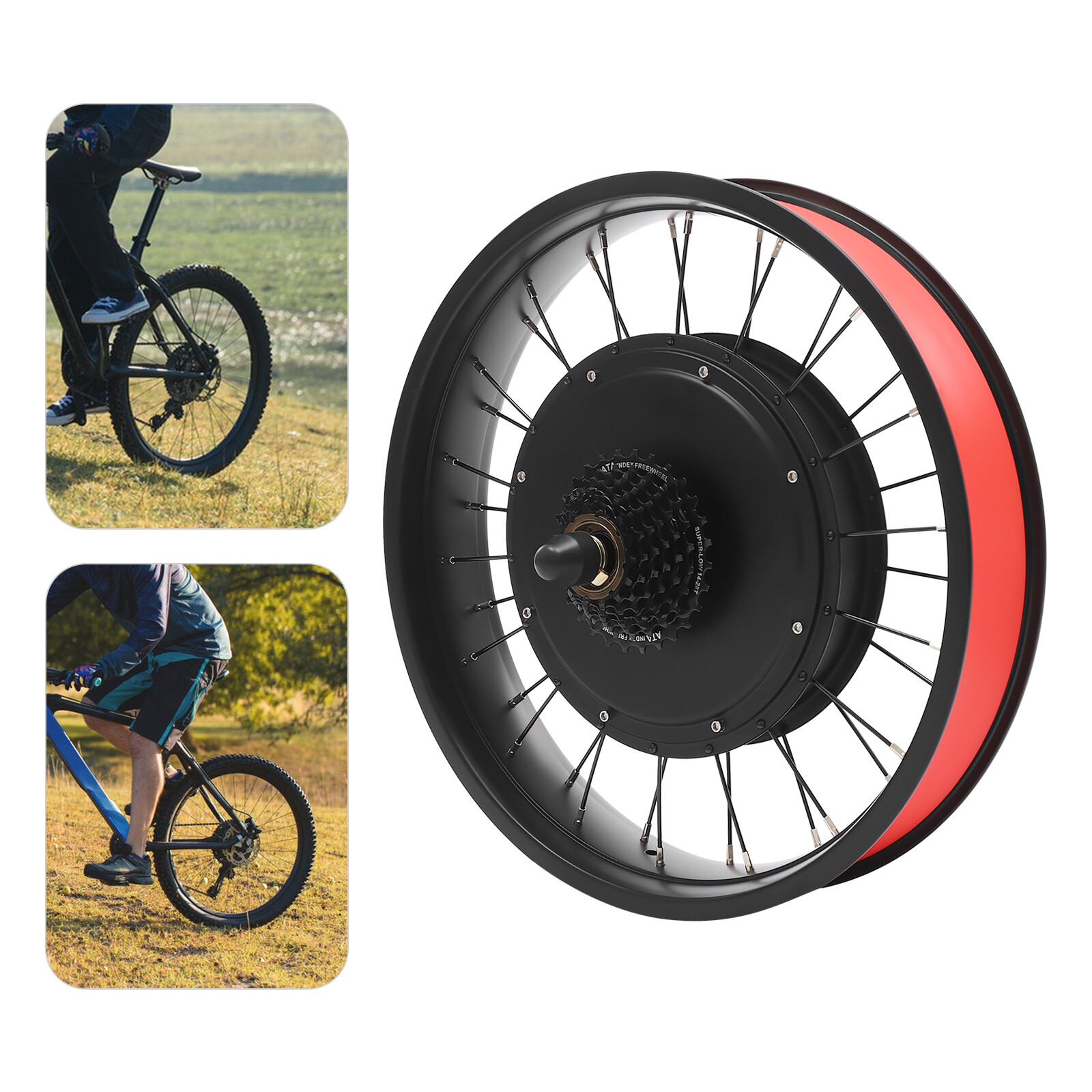 20″ 48V Electric Bicycle Conversion Kit E-Bike Rear Wheel Hub Motor Fat Tire 1kW