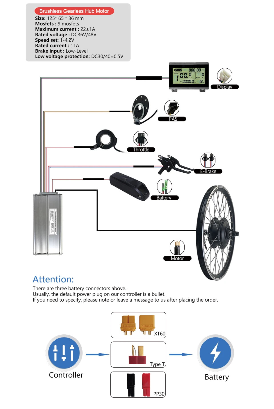 36V 48V 500W MTB Ebike Conversion Kit Rear Cassette Brushless Gearless Hub Motor