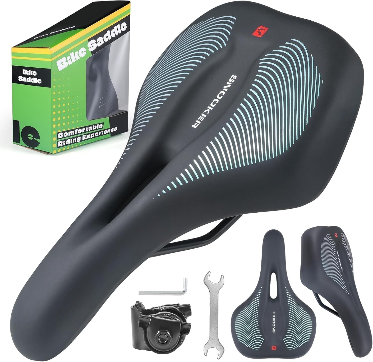 Comfortable Gel & Foam Bike Seat for Men & Women, Ergonomic 5-Zone Support, Wate