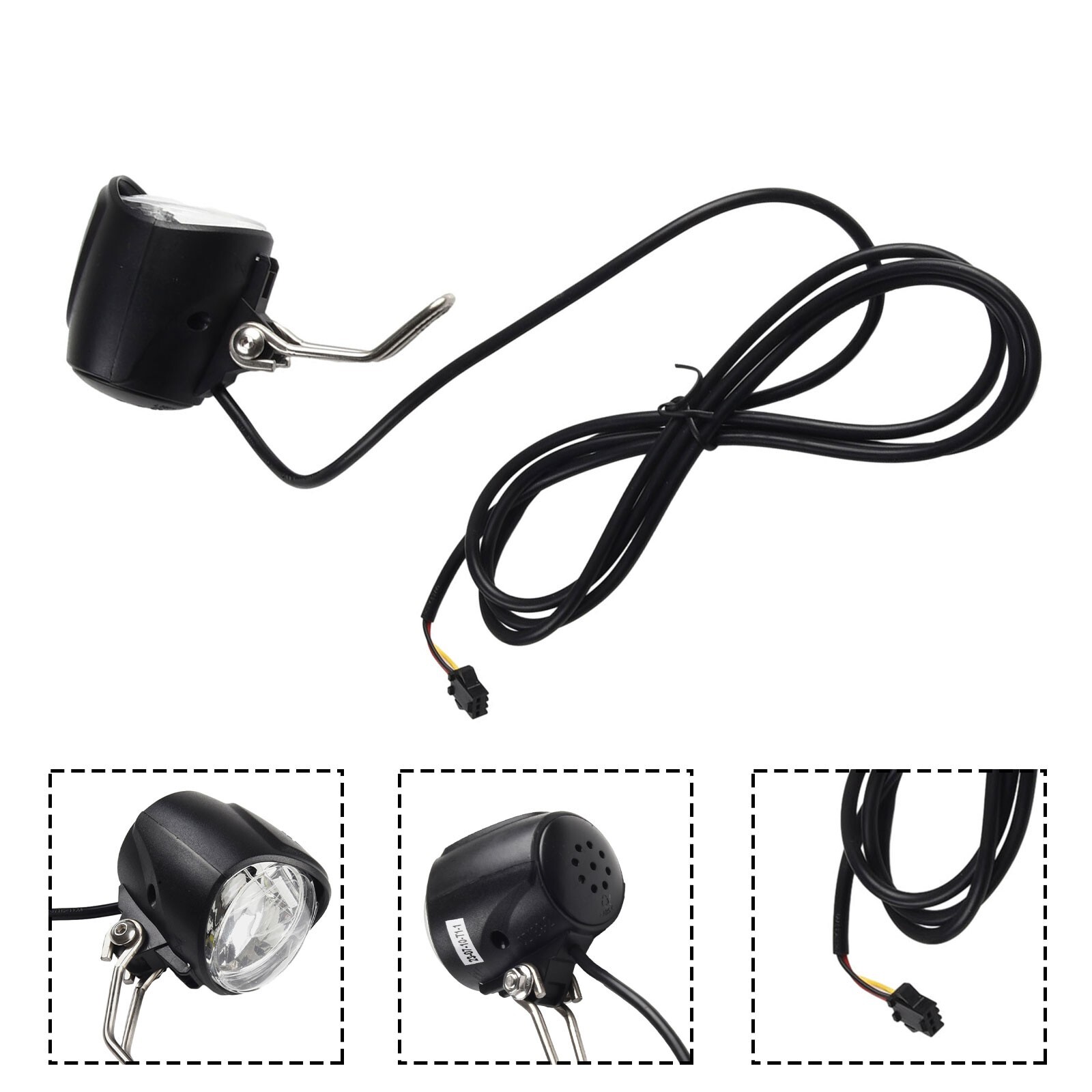 Led Light Headlight 6-80V Front Light Black Accessory For Electric Bicycle