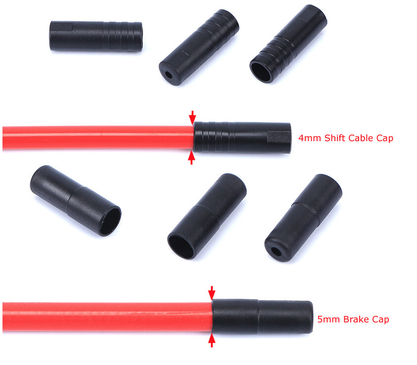 Bicycle Black Plastic Cable Ferrules – 4mm (Shifter) and 5mm (Brake)