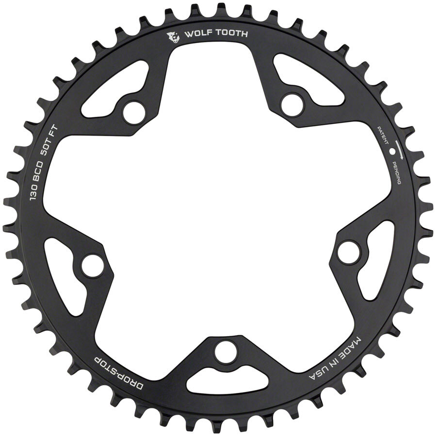 Wolf Tooth Chainring 46t 130 BCD 5-Bolt 10/11/12-Spd Alloy Blk Road Cyclocros