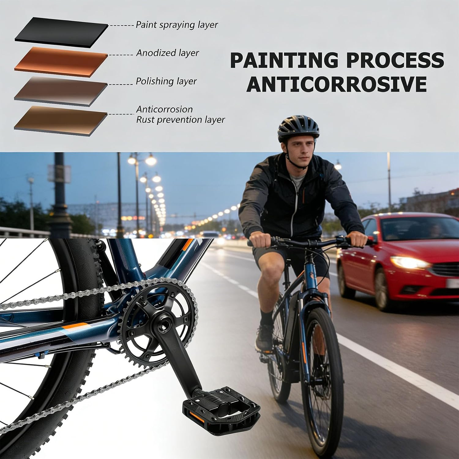Folding Bike Pedals, Mountain Bike Pedals CNC Aluminum Bicycle Flat Pedals, 9/16