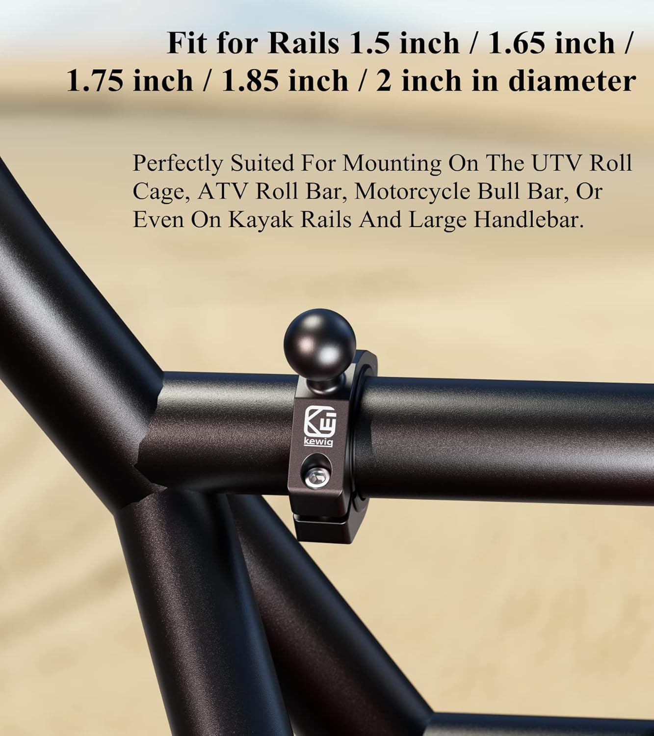 Aluminum Alloy Large Bar Clamp Mount Base with 1” TPU Ball | Fit 1.5” / 1.65”