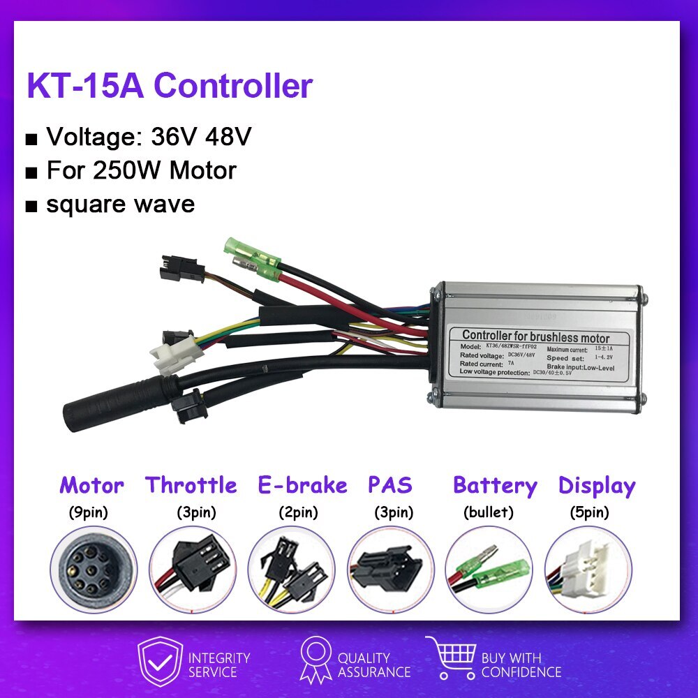 Squarewave Controller 15A-50A SM/Waterproof Plug Electric Bike Controller