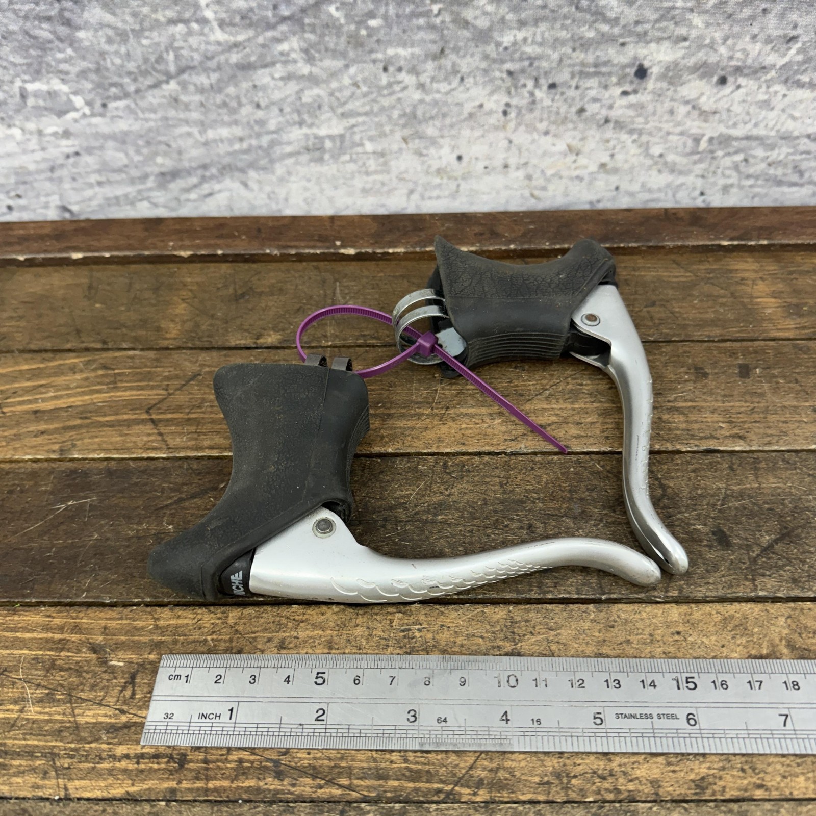 Vintage Miche Brake Levers Pair Aero 23.8mm Engraved Drop Bar Road Bike Italy