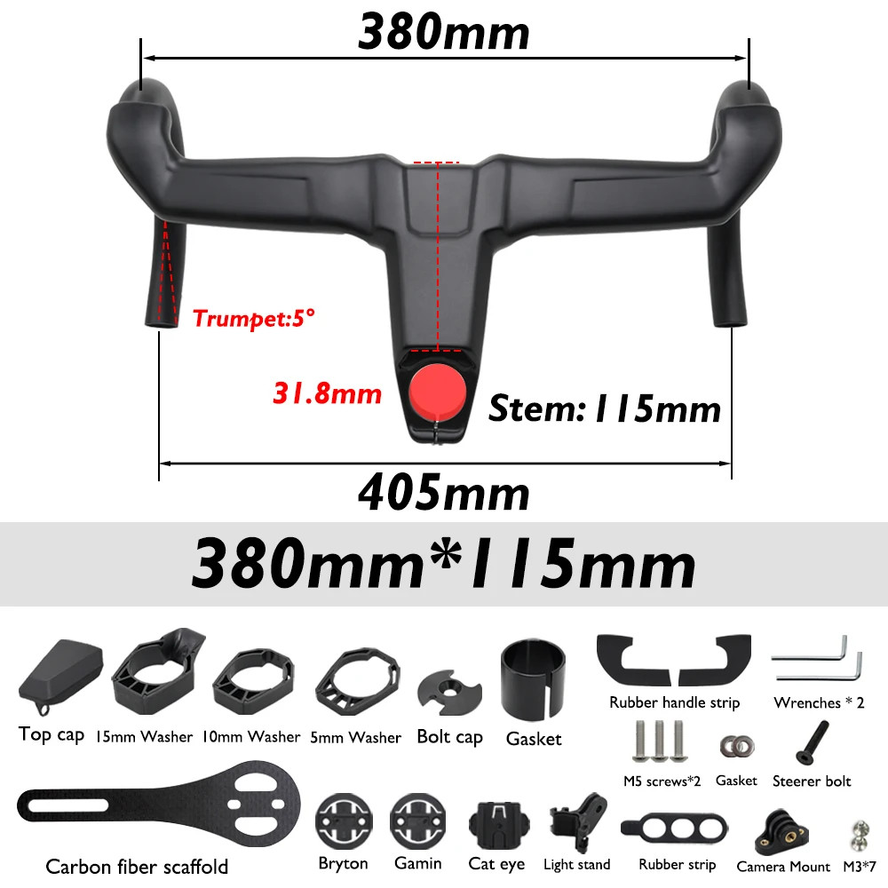 Integrated Carbon Aero Road Drop Handlebar Comfort Wide Stem for Road Bike