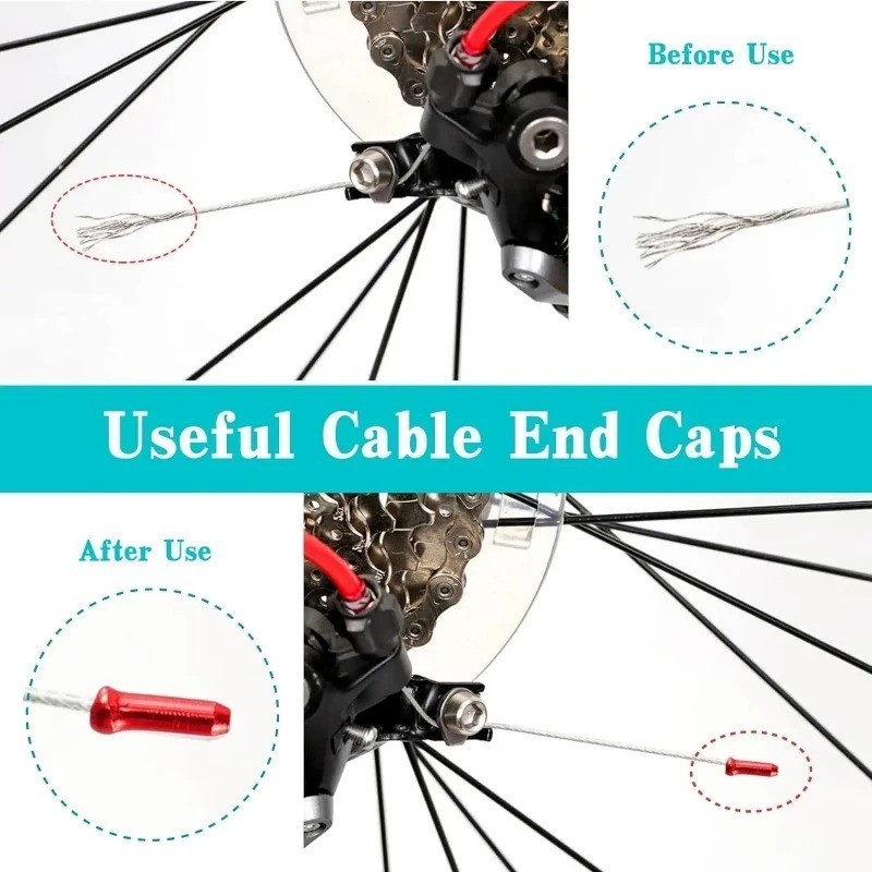 New 50 Pcs Aluminum Bike Bicycle Shifter Brake Cable Tips Caps Ends Crimps