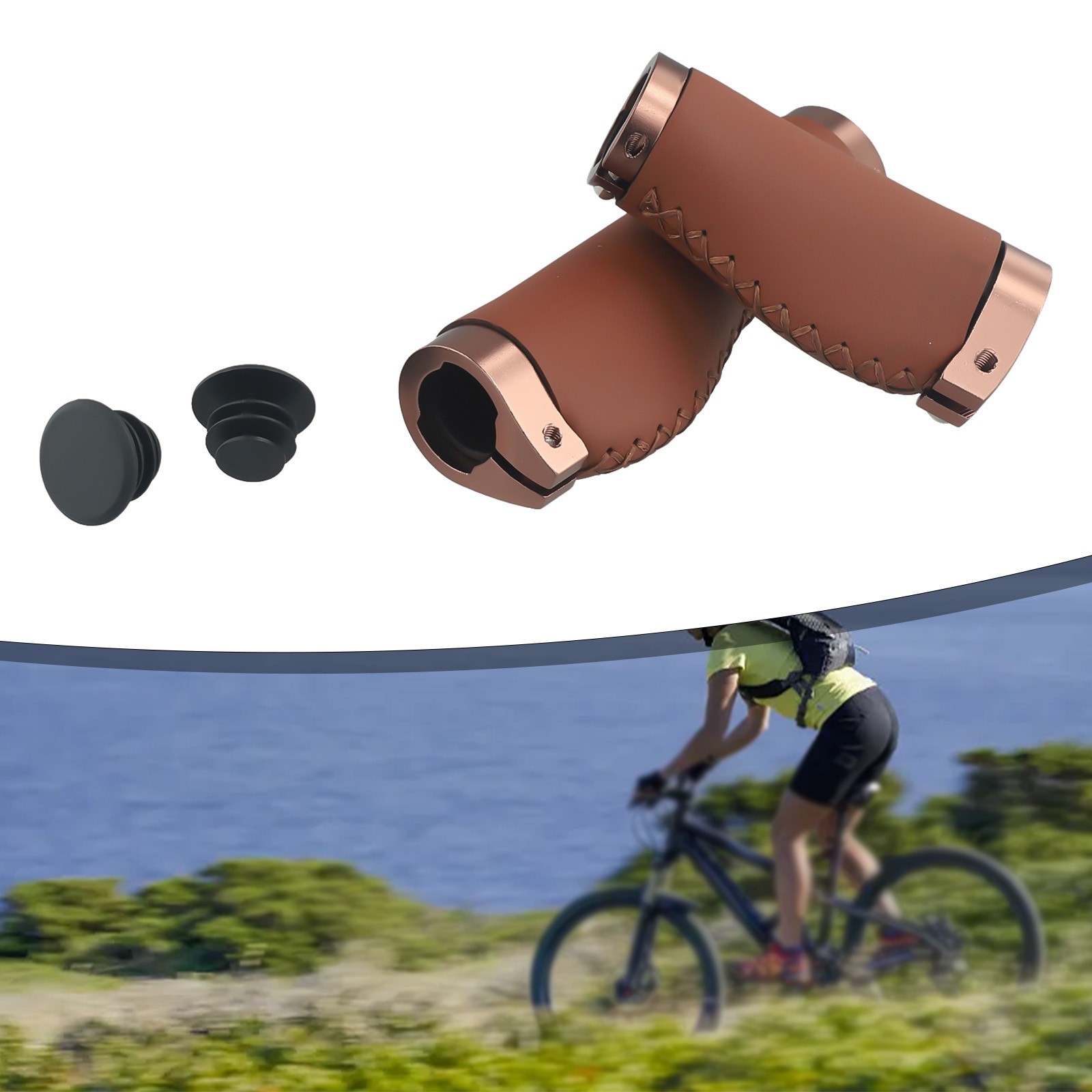 Bike Bicycle Anti-skid Ahock Handlebar Grips Long/Short Leather Handlebar Cover