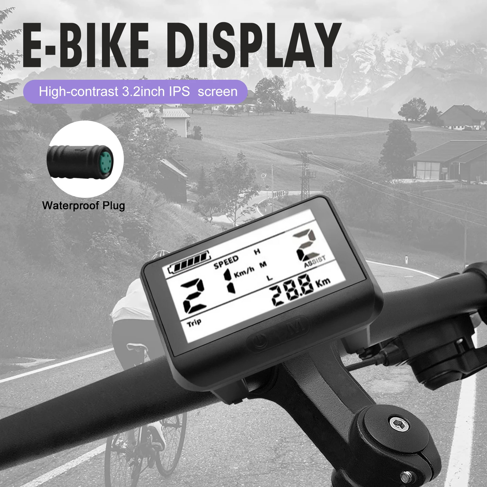 24V-72V Electric Bicycle Lightweight Waterproof Display for Mid Drive Motor