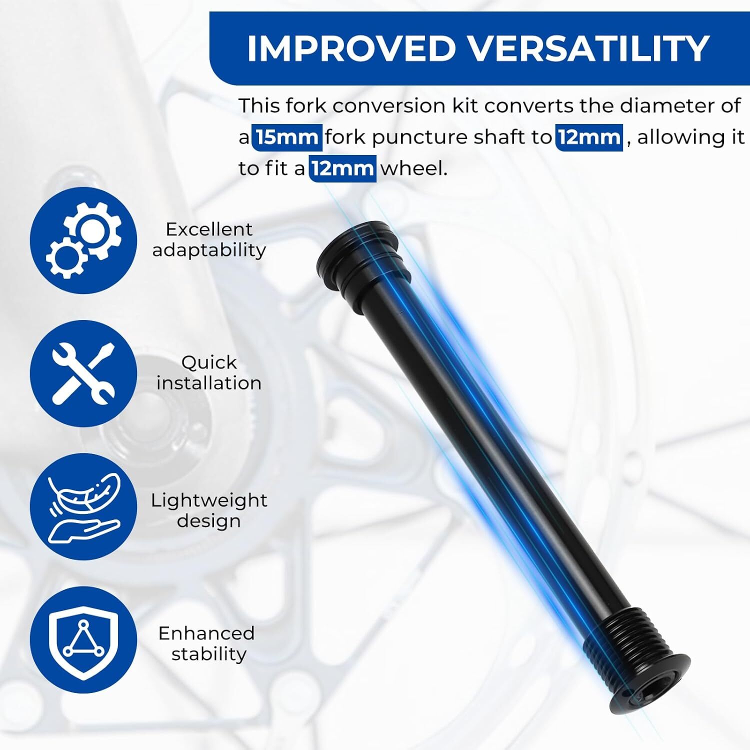 Fork Thru Axle Conversion Kit 15mm to 12mm For Most Road Gravel Cyclocross Forks