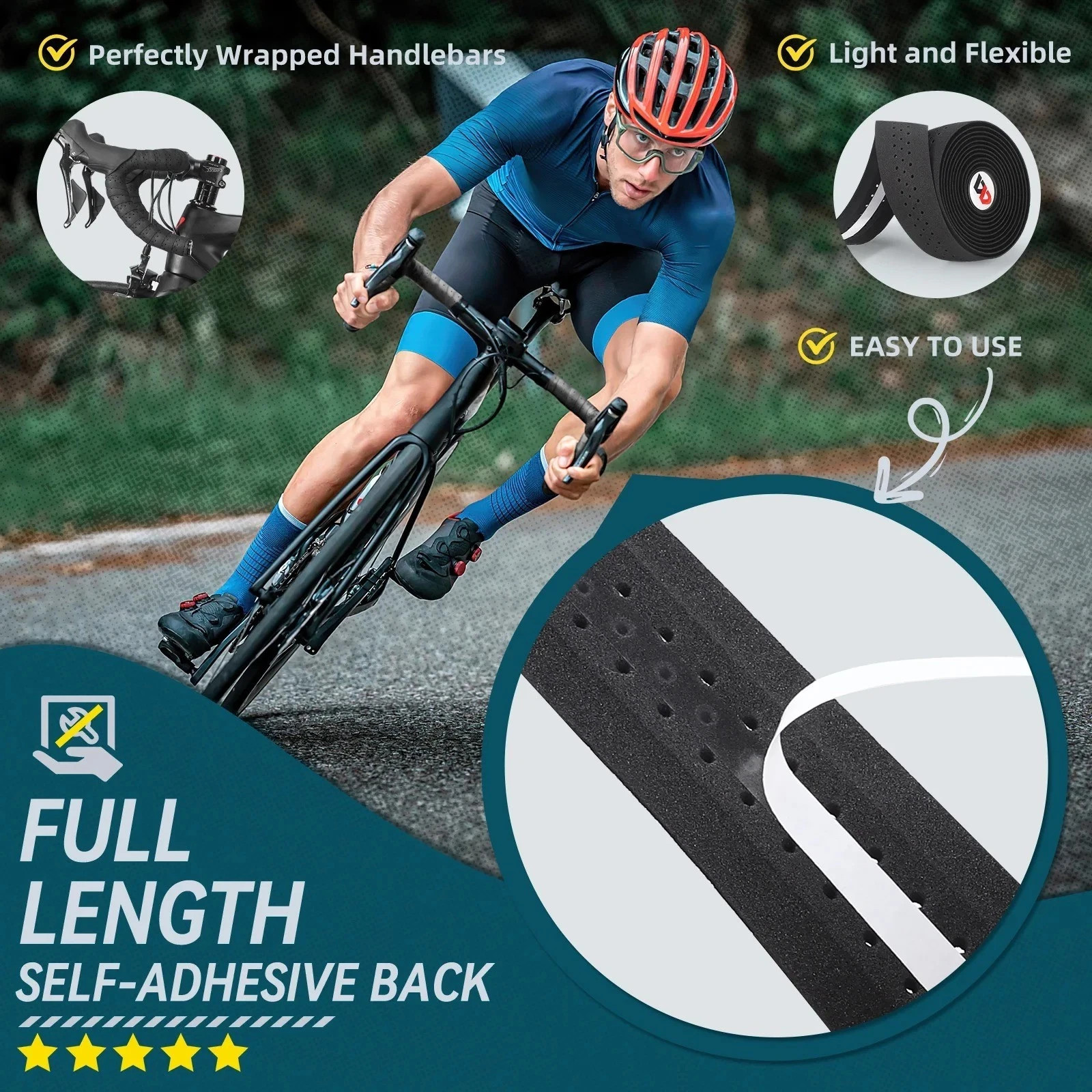 Bike Handlebar Tape Non-Slip Road Bicycle Grip Wrap Cycling Bar Tape Outdoor