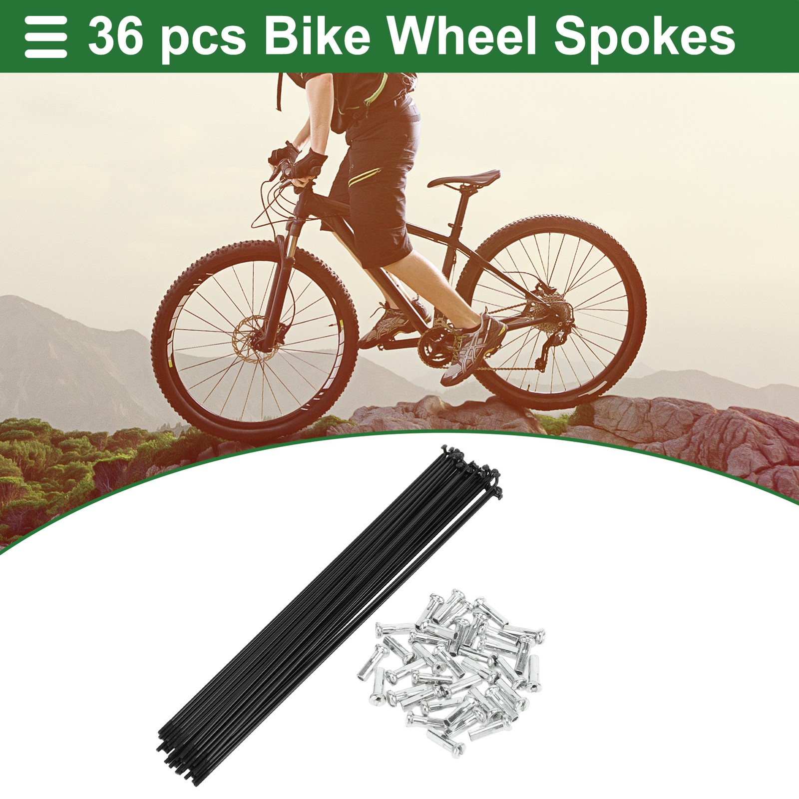 1 Set 14G 245mm Length Bicycle Spokes Nipple Carbon Steel Black Universal