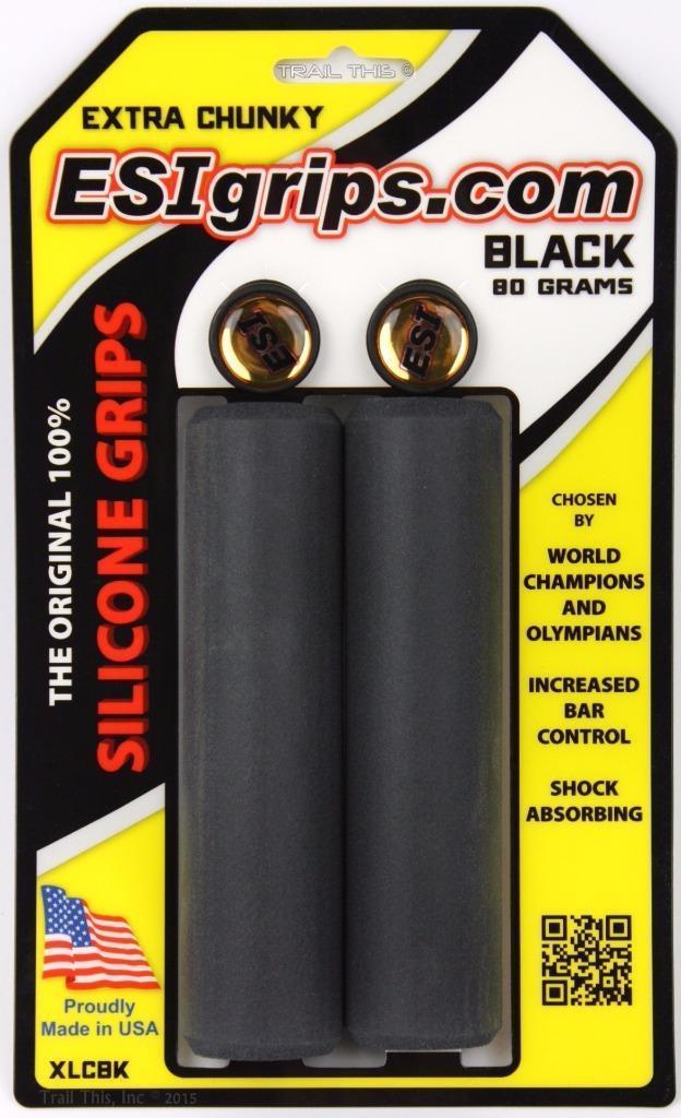 ESI 34mm Extra Chunky – Black – Silicone 130mm MTB Bike Grips Shock Absorbing