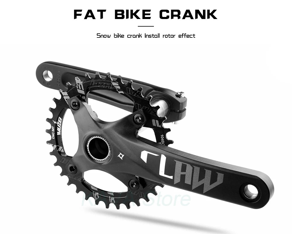 Snow Fat bike Crankset bicyle Crank Arm 104BCD Shaft 176/192mm Bottom Bracket