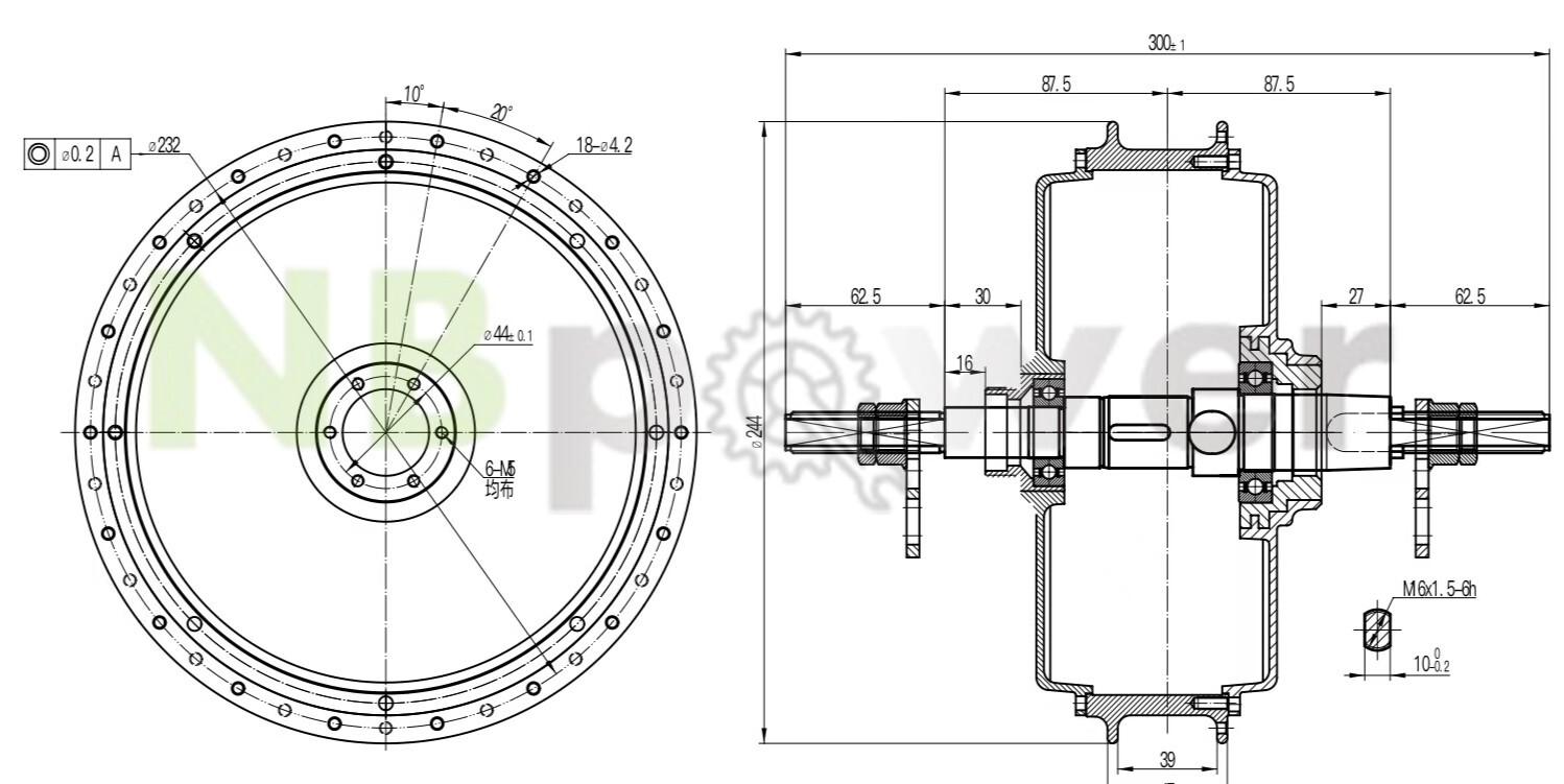 QS205 48-72V 5000W 170MM dropout 50H BLDC hub motor wheel with tire.