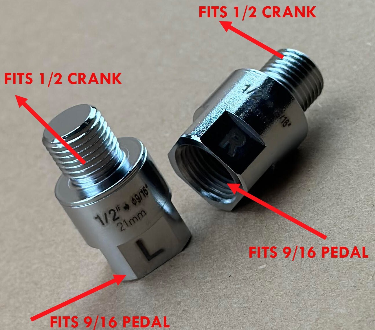CHROME Bicycle Pedal Adapter Extender 21mm Fits 1/2″ Crank & 9/16″ Pedal MTB BMX