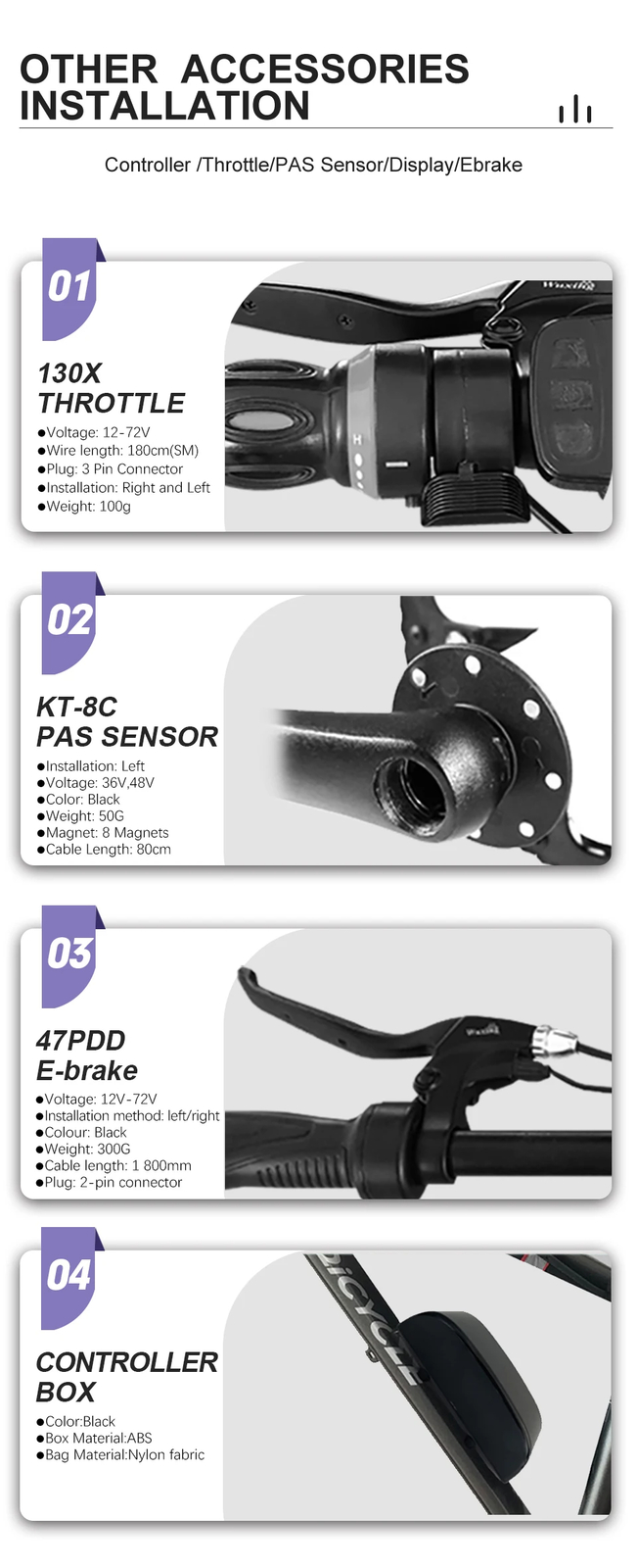 250W-500W E-bike Conversion Kit 36V 48V Rear Rotate Wheel Hub Motor Drop 135mm