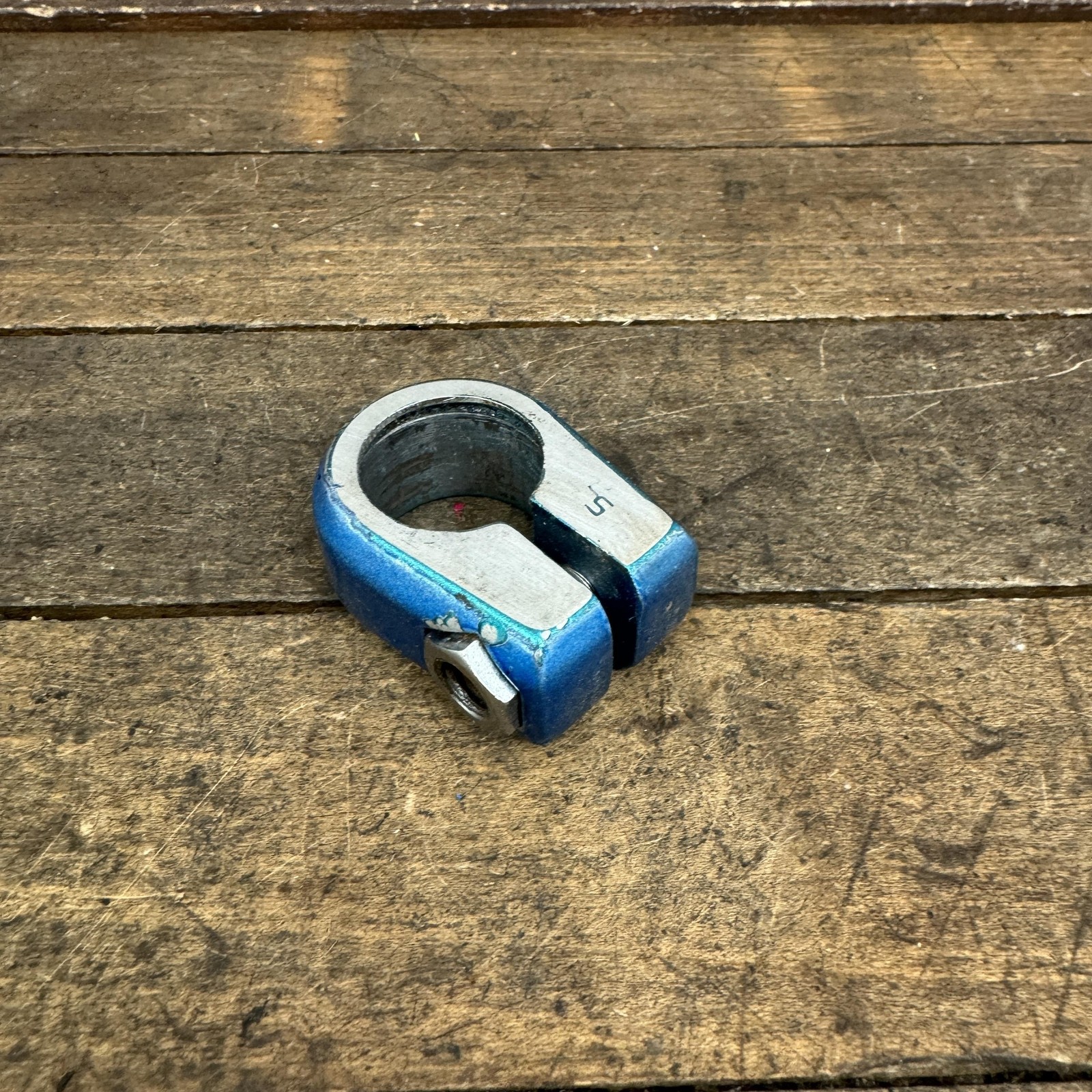 Vintage SR BMX Bicycle Seatpost Clamp 25.4mm Blue 80s Alloy Old School Painted