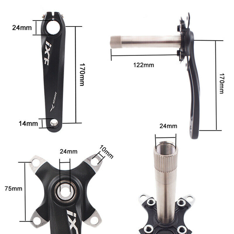Bike Crank Set 64/104BCD Mountain Bike 170mm Hollowtech Crank Bottom Bracket US
