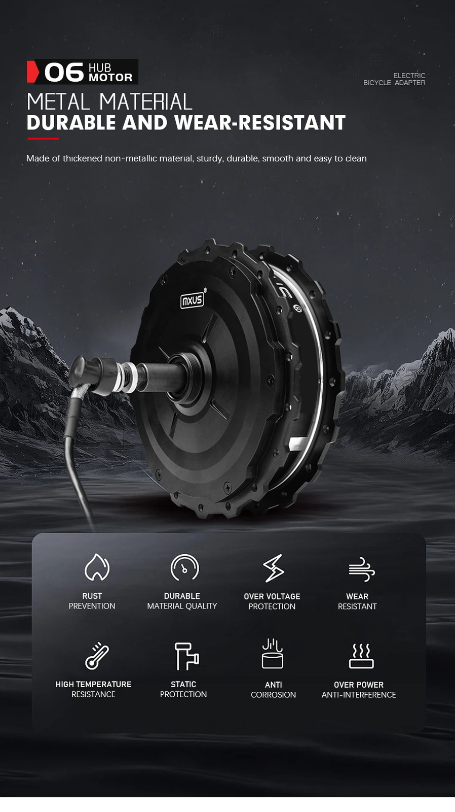 Mountain Electric Bike 48V 1000W High Speed Rear Brushless Gear Hub Motor Wheel