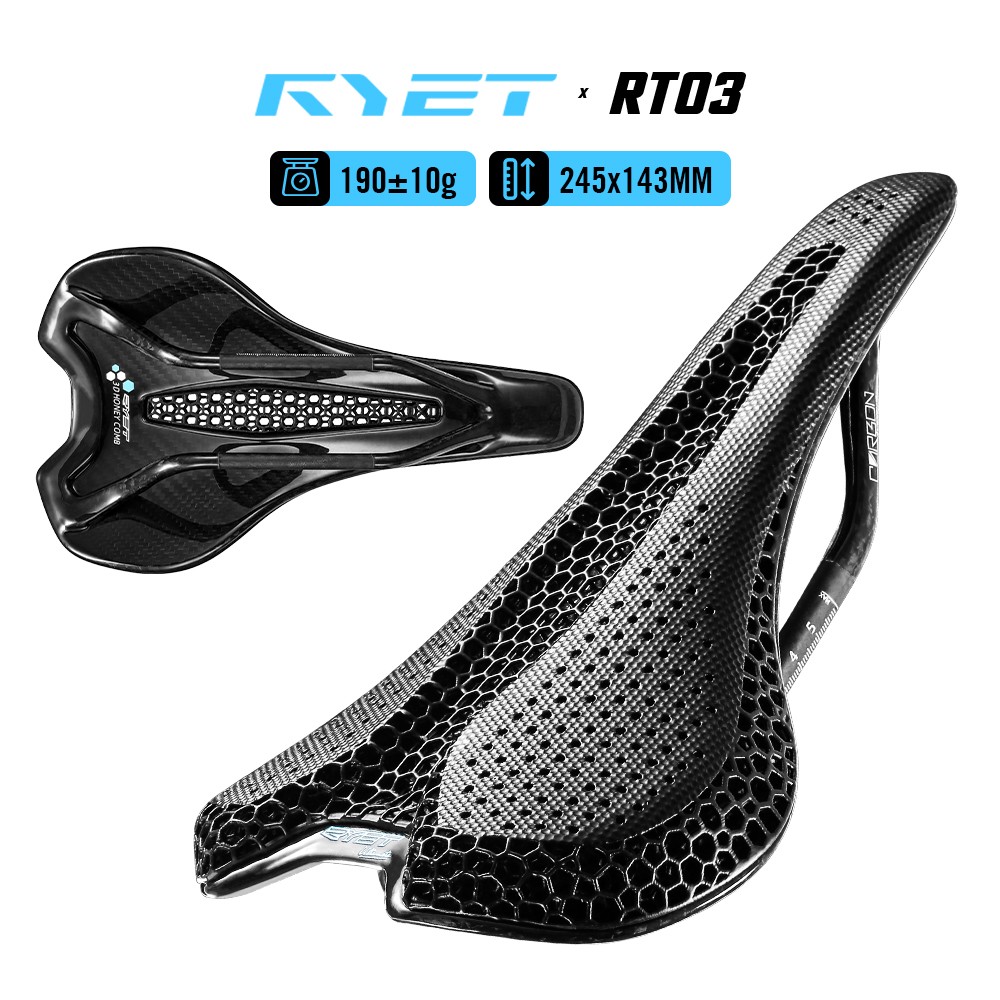 3D Printed Bike Road MTB Saddle 190g Ultralight Full Carbon Fiber Rails 7x9mm