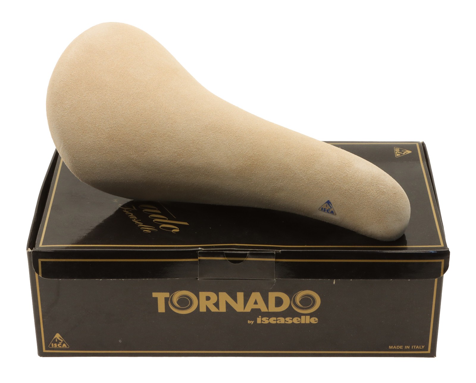Iscaselle Tornado Saddle Steel Rails White Suede Leather Cream 1980s NIB NOS NEW