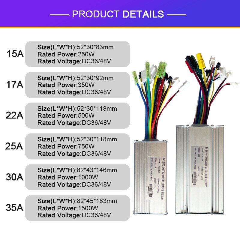 E-Bike Sinewave Controller 250-1500W 15-35A Brushless Controller LCD866 Display