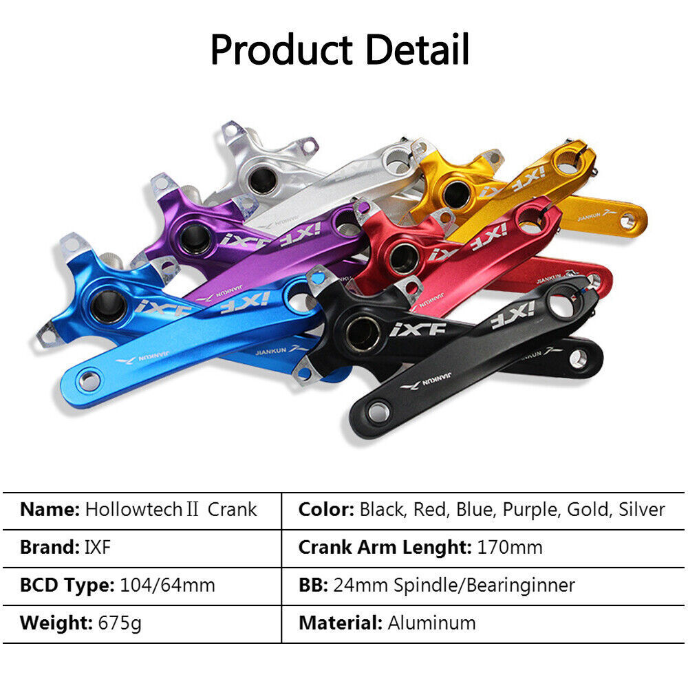 Bike Crank Set 64/104BCD Mountain Bike 170mm Hollowtech Crank Bottom Bracket US