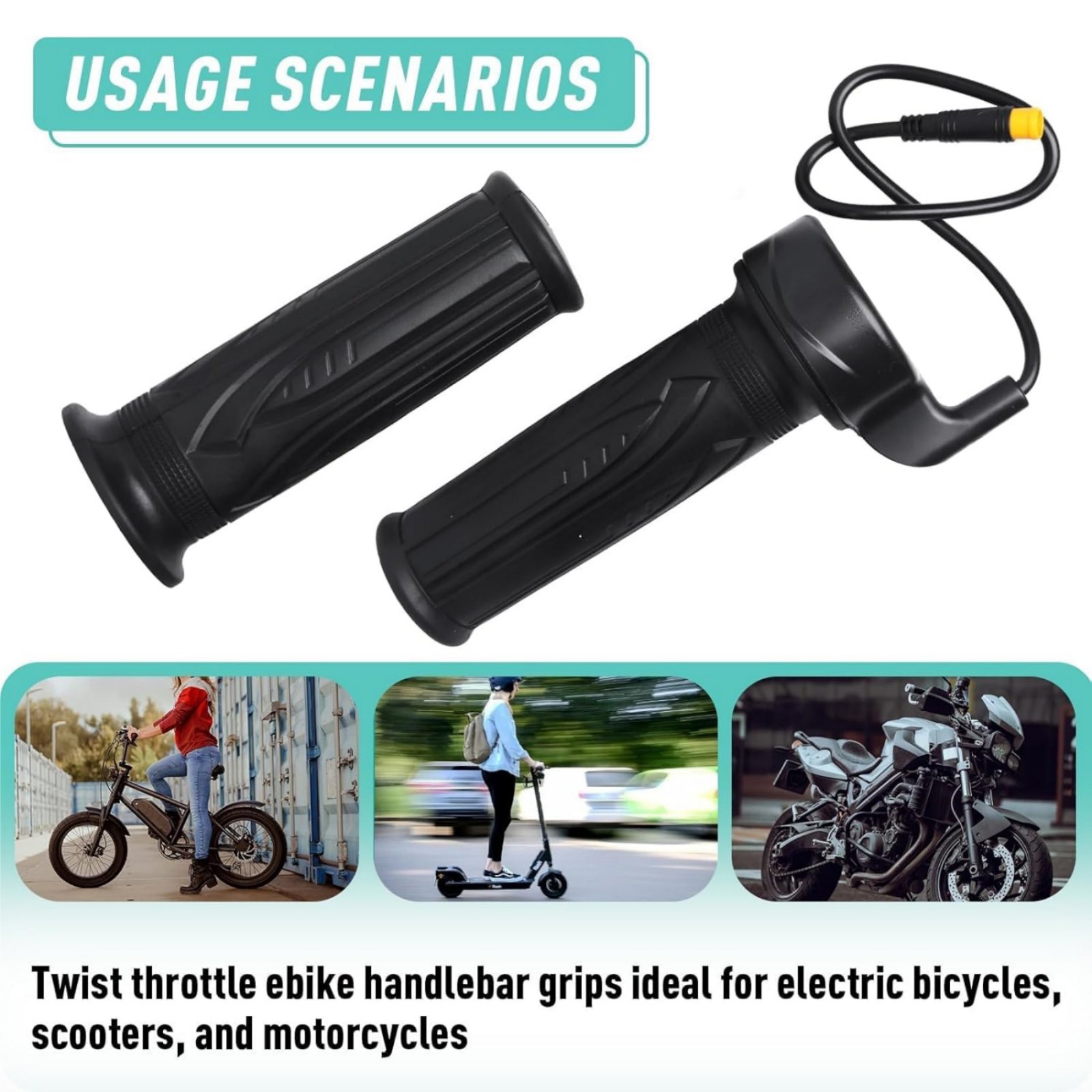 For Ebike 12V-72V Waterproof Full Twist Throttle Grip Kit High Quality Brand New