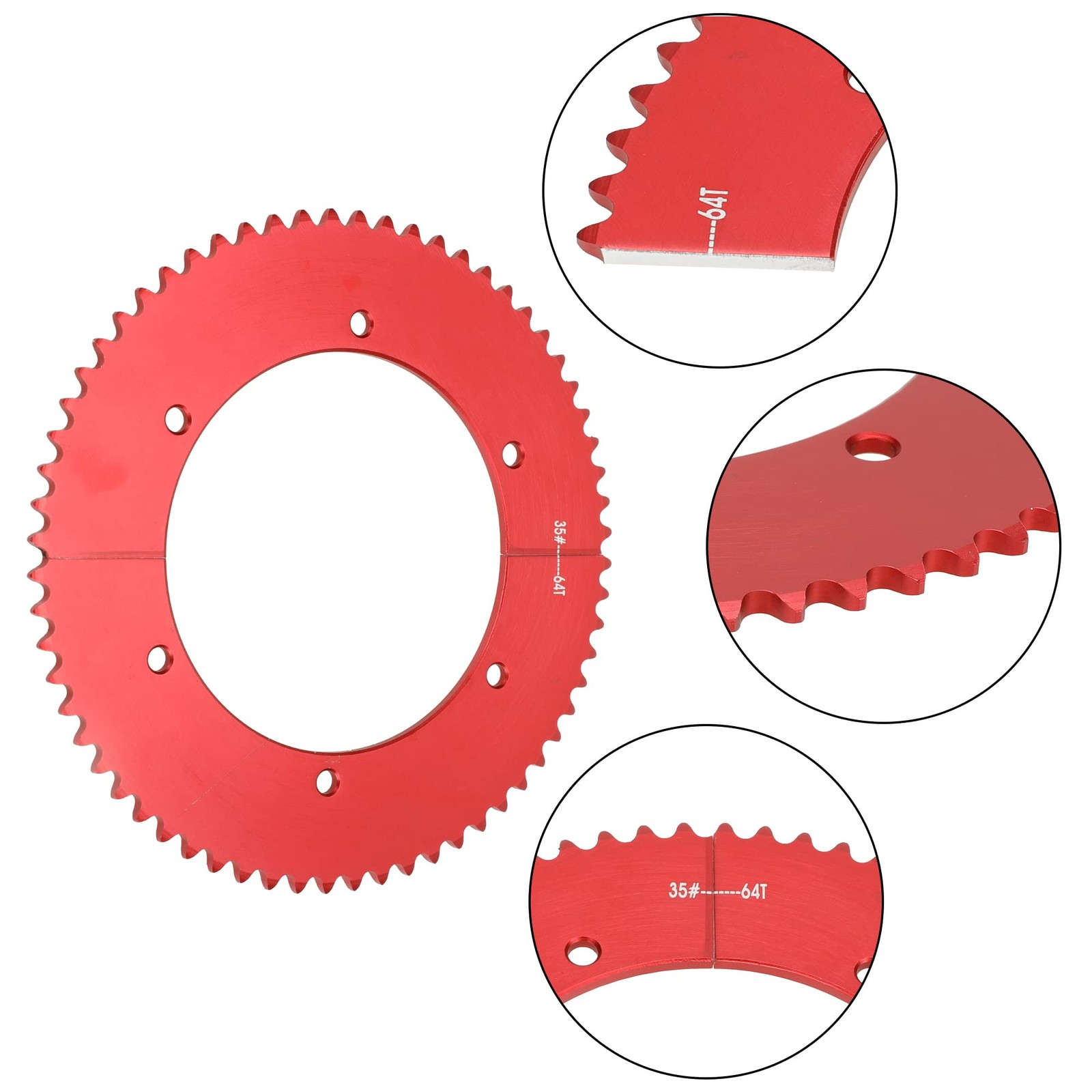 Grehua Universal Split Sprocket 35 Chain 64 Tooth Rear Drive Wheel Aluminum For