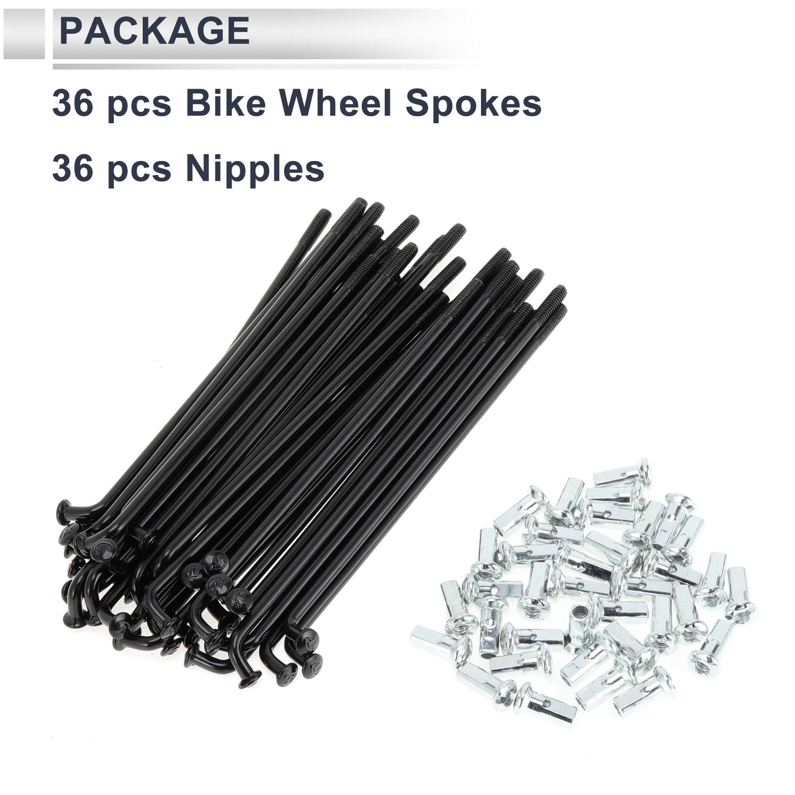 1 Set 12G 97mm Length Bicycle Spokes Nipple Carbon Steel Black Universal