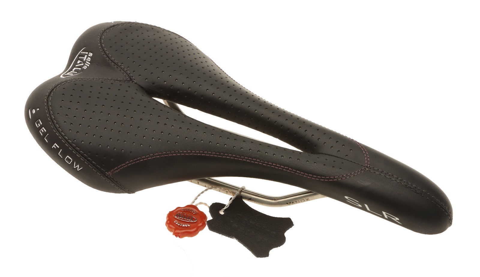 Selle Italia SLR Saddle Gel Flow Vanox Rails Black Perf Leather NIB NOS NEW