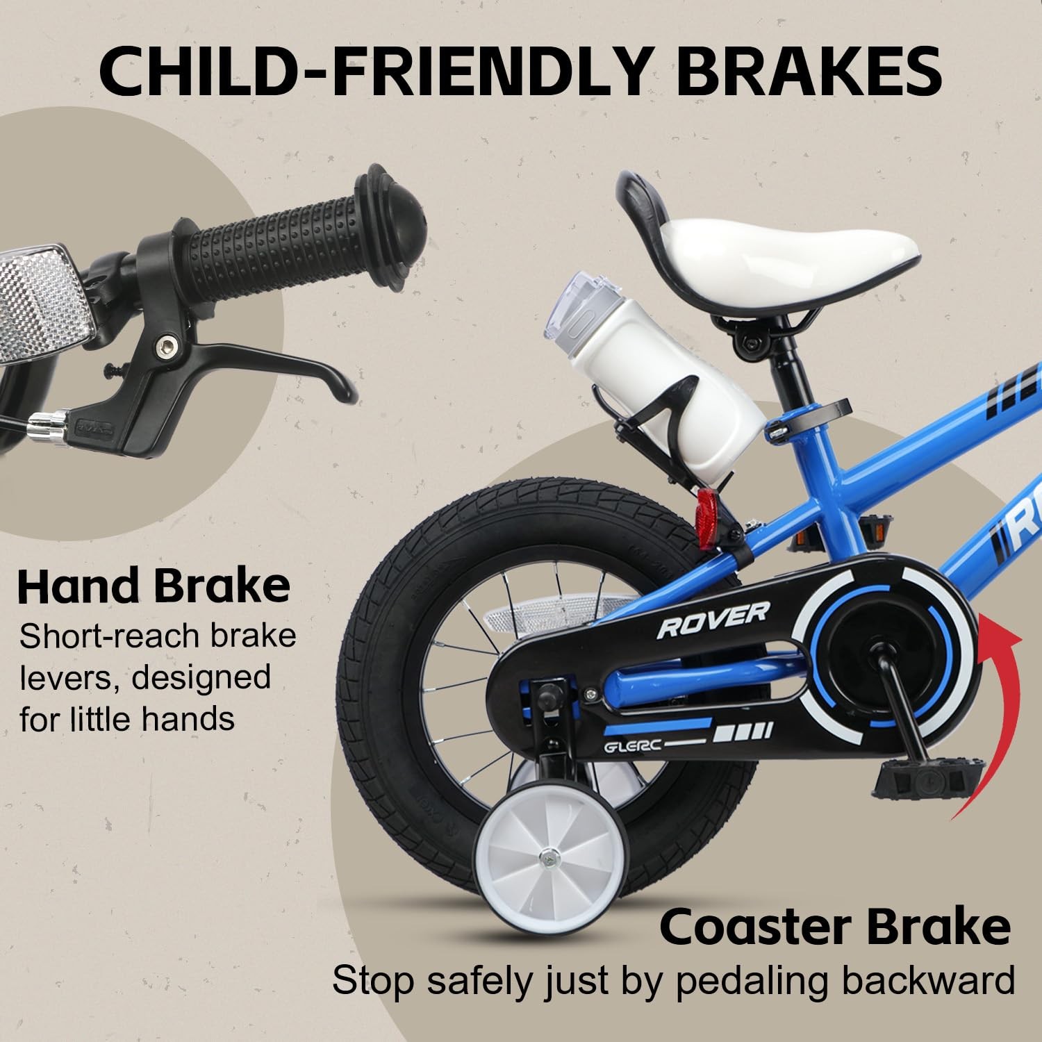 Glerc Rover Kids Bike 12 Inch Boys Bike For 2-4 Years Old Children Toddler