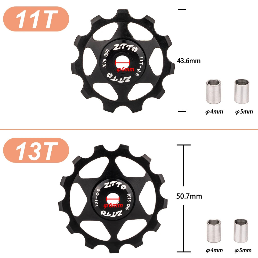 MTB Bicycle Rear Derailleur Jockey Wheel 11T 13T Steel Bearing Pulley AL7075 CNC