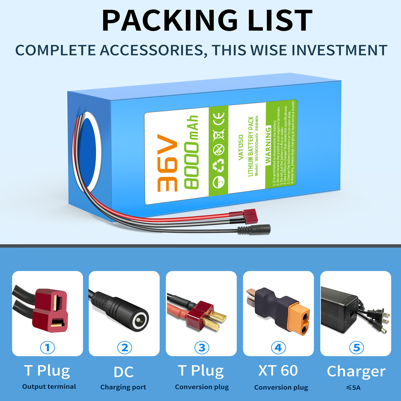 36V 8AH Ebike Battery Lithium for 100W-500W Ebike Electric Bicycle 25A BMS