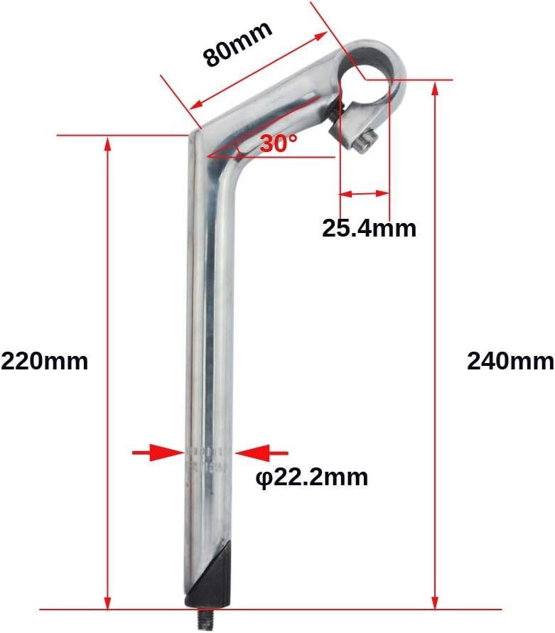 25.4mm Bike Handlebar Stem 22.2mm Bicycle Stem Gooseneck Shape 40mm 80mm Stem…