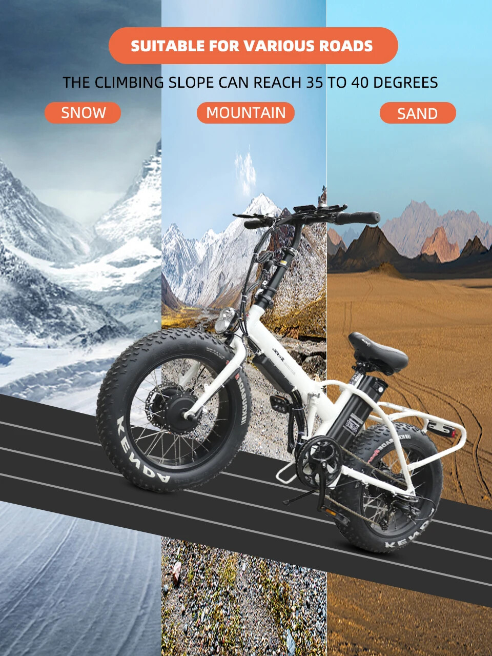 48V 1000W 20 24 26in Snow Fat Ebike Conversion Kit Rear Brushless Gear Hub Motor