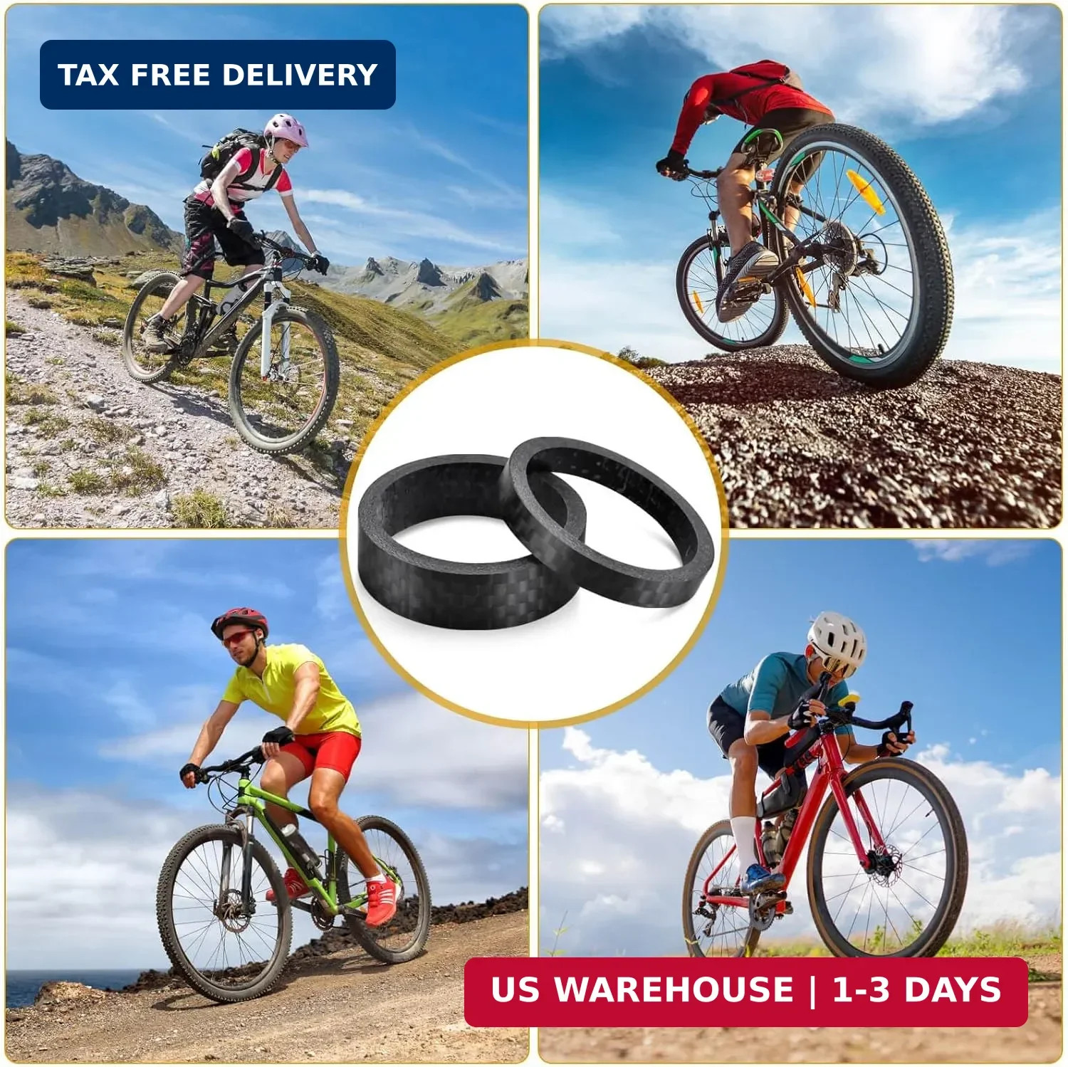 11PCS Bike Carbon Fiber Headset Spacers, Matte Finish, Fits 1-1/8 Inch Stem for