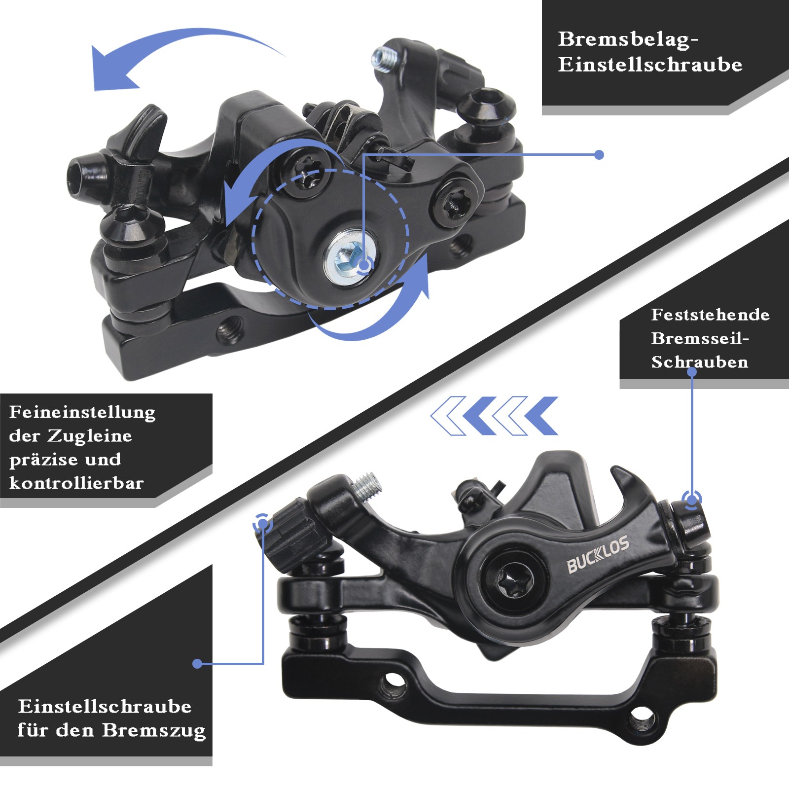 BUCKLOS MTB200 Hydraulic Disc Brake Front Rear 160mm Bicycle 800/1500mm Aluminum