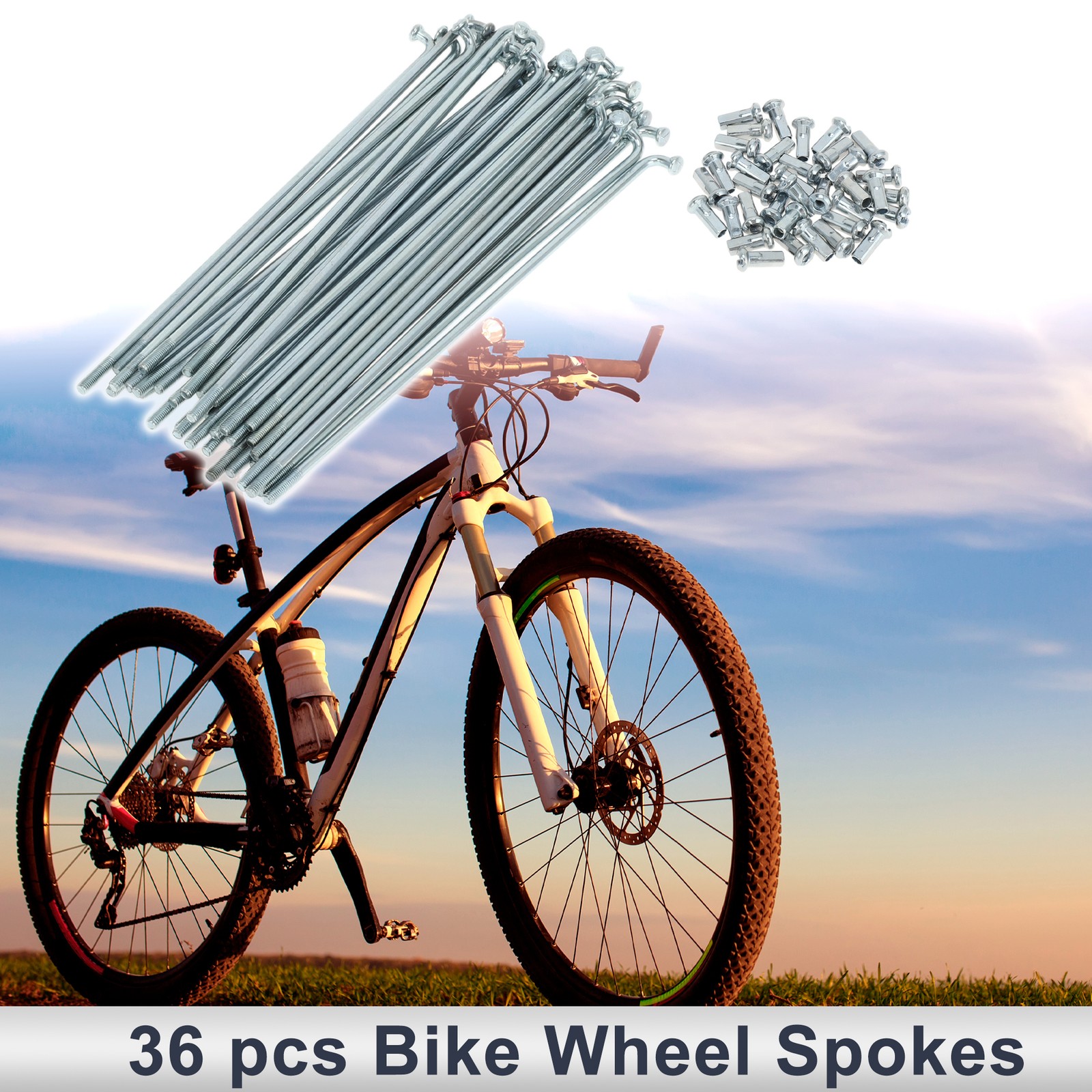 1 Set 12G 127mm Length Bicycle Spokes Nipple Carbon Steel Galvanized Universal