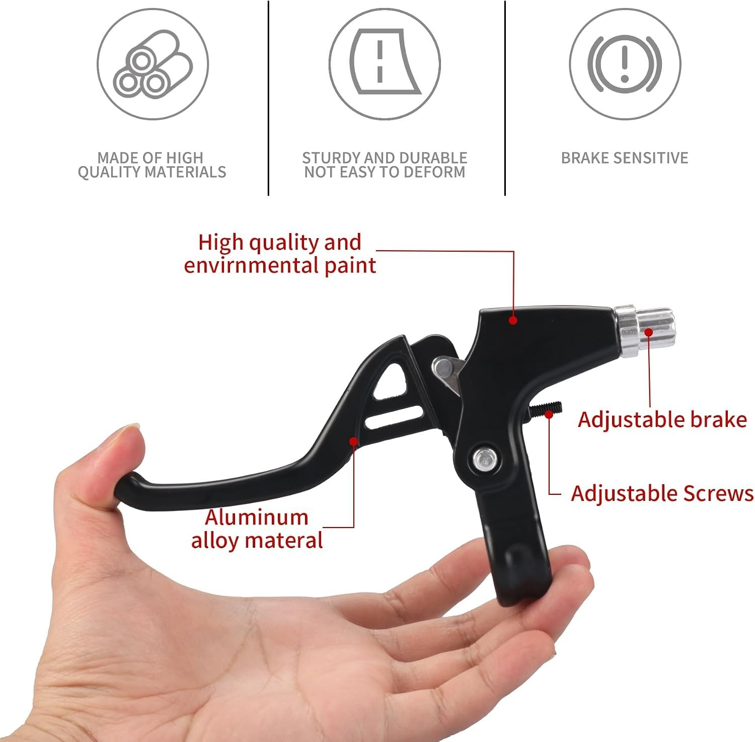 Aluminum Alloy Bike Brake Levers for All Bicycle Types – 1 Pair in Black