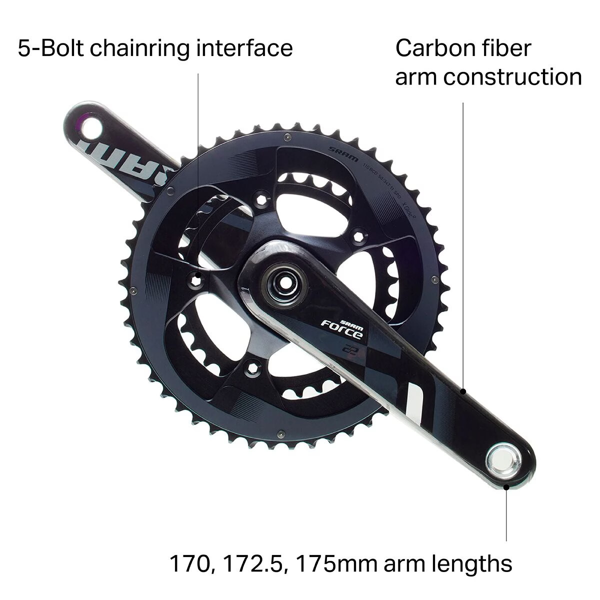 SRAM Force 22 GXP Crankset One Color, 170mm 50/34T