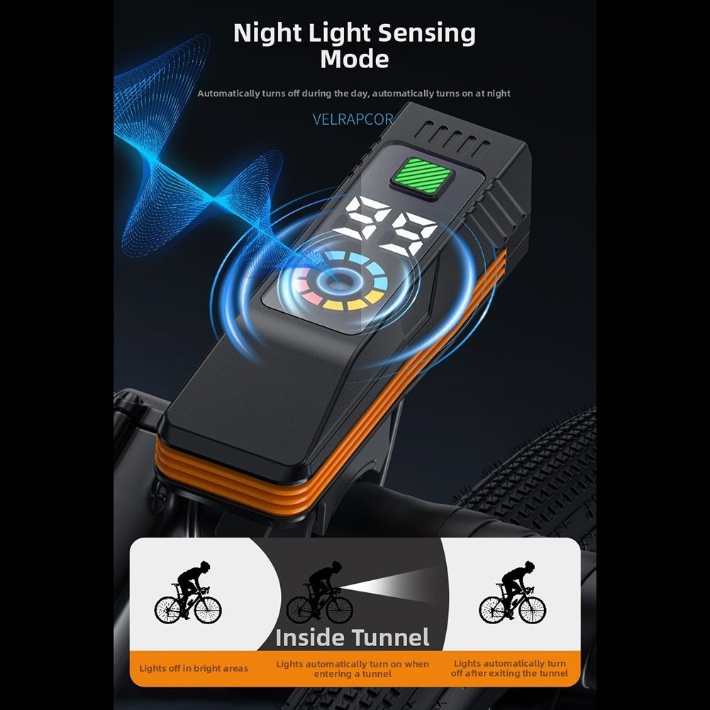 Cycling Front Light with Digital Screen Real Time Monitoring and Sound