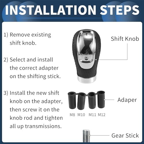 Car Shift Knob, 9.6cm Universal for 5 6 Speed Manual Transmission Vehicle Black