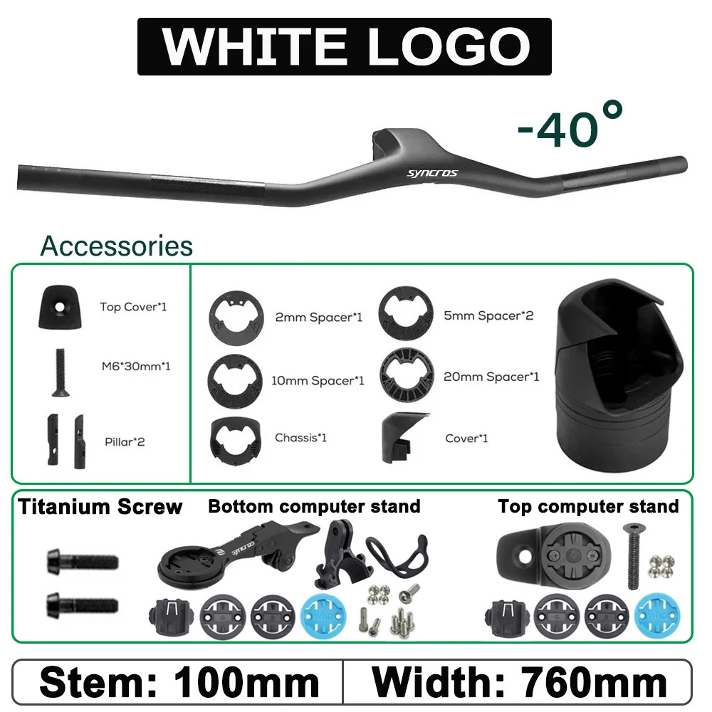 Full Carbon Fibre MTB Handlebar -40 Degree Hidden Cable Integrated Cockpit