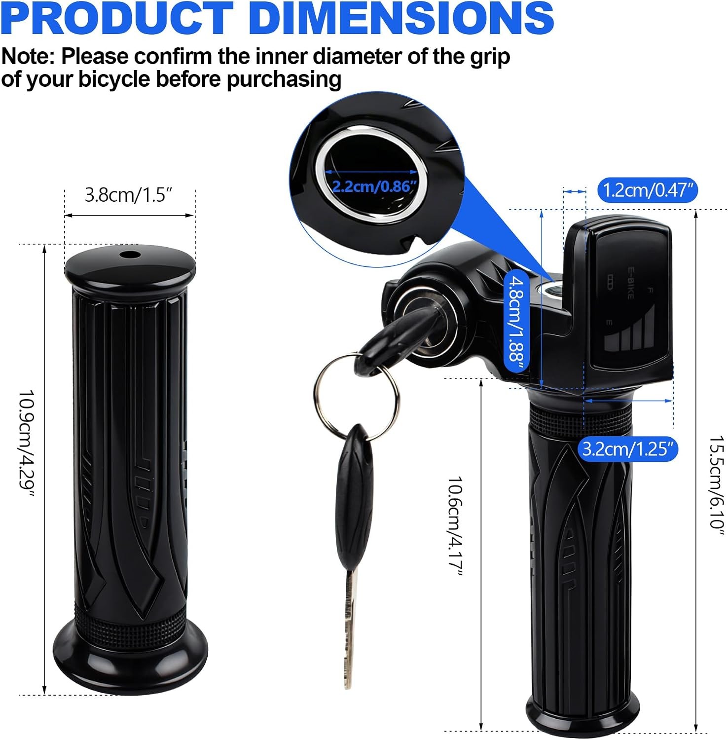 48V Ebike Full Twist Throttle,Lcd Display and Key Lock, Universal Electric Bike