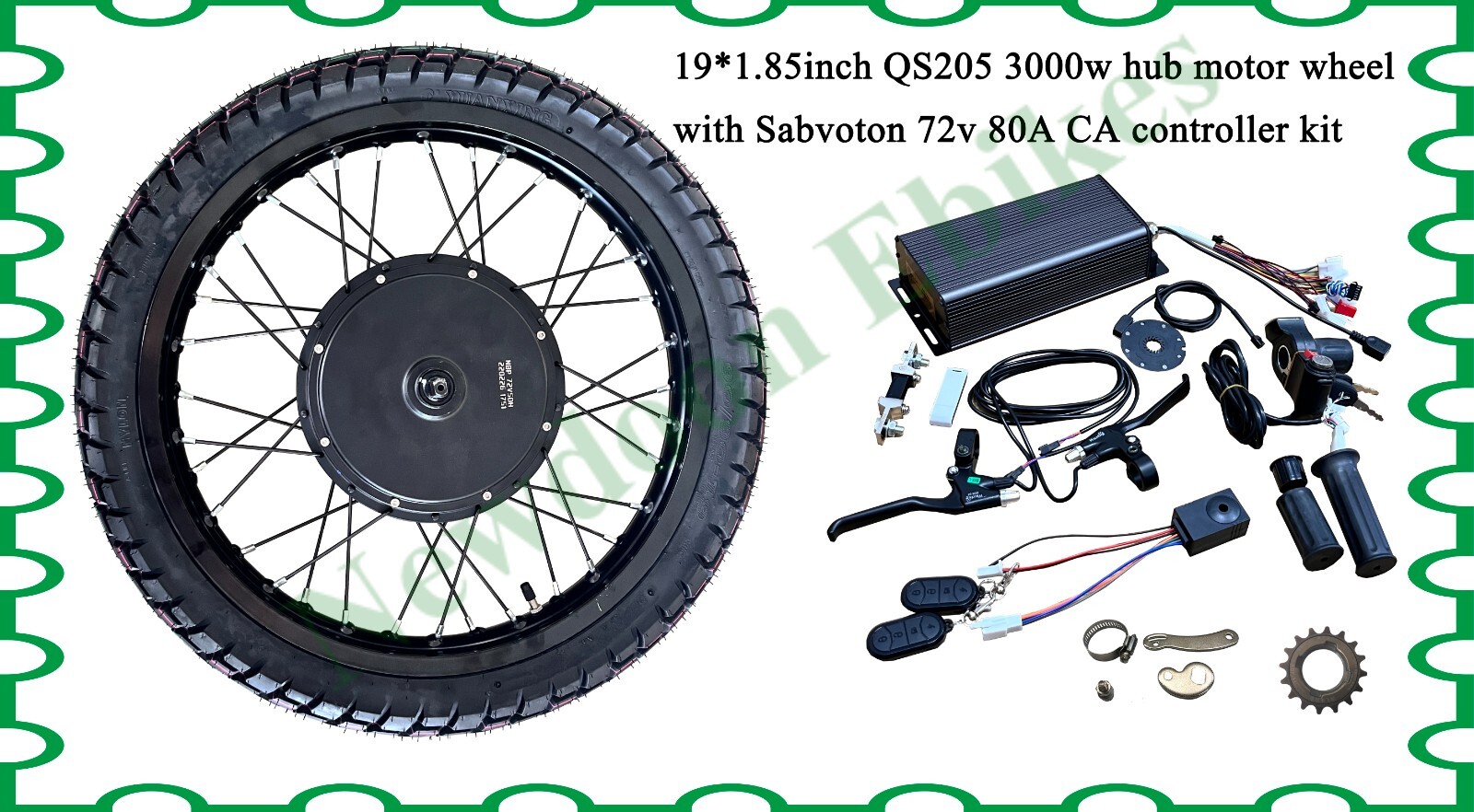US STOCK:150mm QS205 3000W E-bike Rear Motor Wheel Kit(Sabvoton 80A controller)